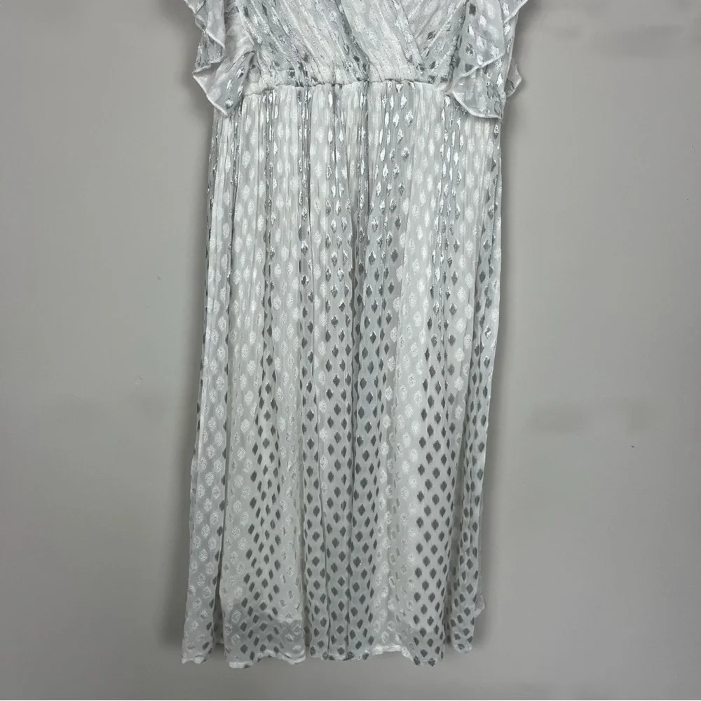 NWT ANTHROPOLOGIE RAGA WHISKED AWAY SURPLICE DRESS IN SILVER WHITE SIZE SMALL - Picture 9 of 15